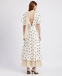 En Saison Women's Floretta Polka Dots Printed A-line Maxi Dress