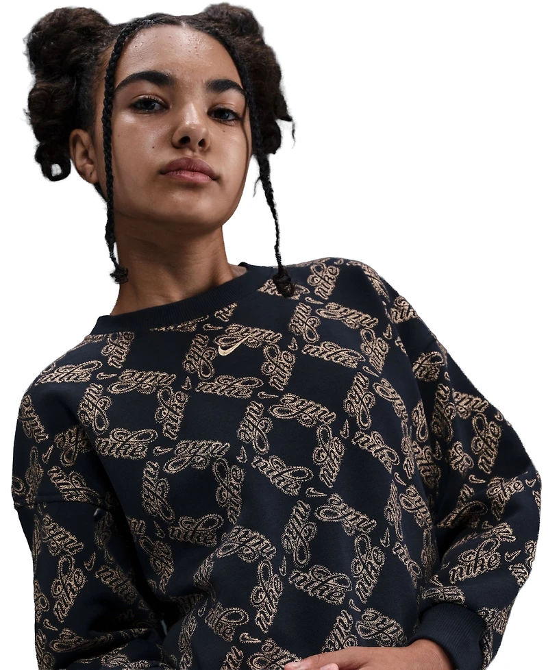 Nike Girls 7-16 Oversized Fleece Crewneck Sweatshirt
