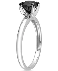 Macy's Cushion Cut Black Diamond Solitaire Engagement Ring (1 ct. t.w.) 14K White Gold