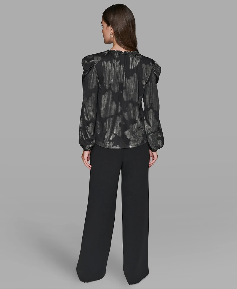 Karl Lagerfeld Paris Women's V-Neck Floral Printed Top