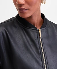 I.n.c. International Concepts Women's Faux-Leather Bomber Jacket, Macy's Exclusive