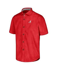 Tommy Bahama Men's Crimson Alabama Tide Sport Coconut Point Palm Vista IslandZone Button-Up Shirt