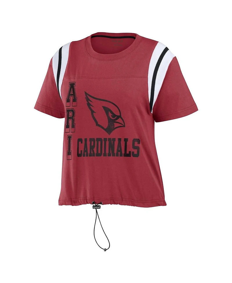 Wear by Erin Andrews Women's Cardinal Arizona Cardinals Cinched Colorblock T-Shirt