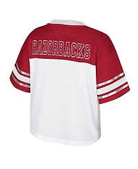 Colosseum Women's White Arkansas Razorbacks Treasure Cropped Football Jersey