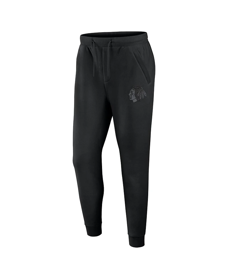 Fanatics Men's Black Chicago Blackhawks Authentic Pro Road Fleece Sweatpants