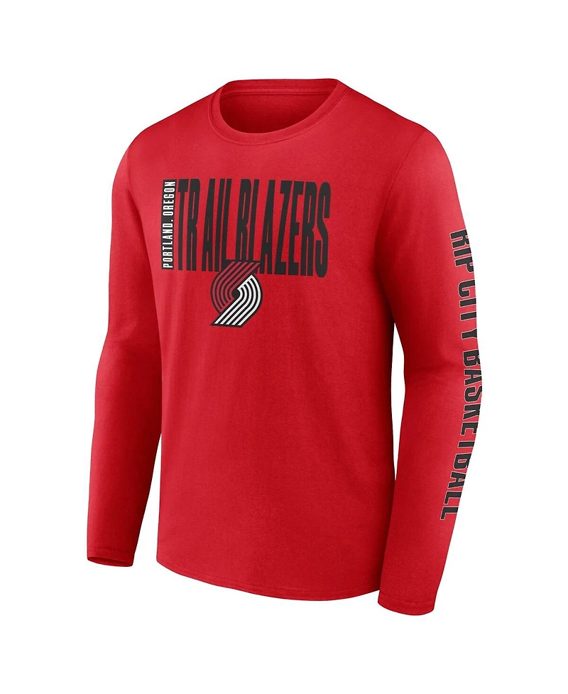 Logo Athletic Men's Red Portland Trail Blazers Vision Long Sleeve T-Shirt