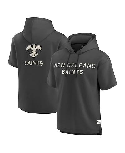Fanatics Men's Charcoal New Orleans Saints Elements Future Ground Lettering Short Sleeve Pullover Hoodie