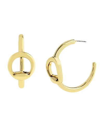 Steve Madden Gold Collegiate C Link Hoop Earrings
