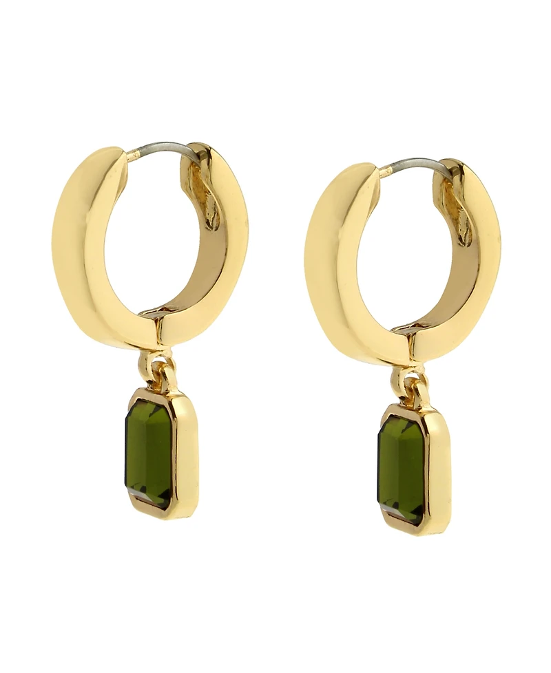 Steve Madden Olivine Gem Charm Huggie Earrings