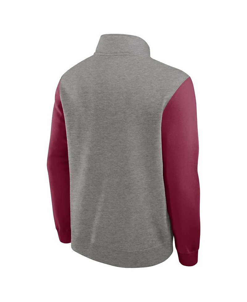 Nike Men's Heather Gray/Garnet Florida State Seminoles Club Fleece Half-Zip Pullover Sweatshirt