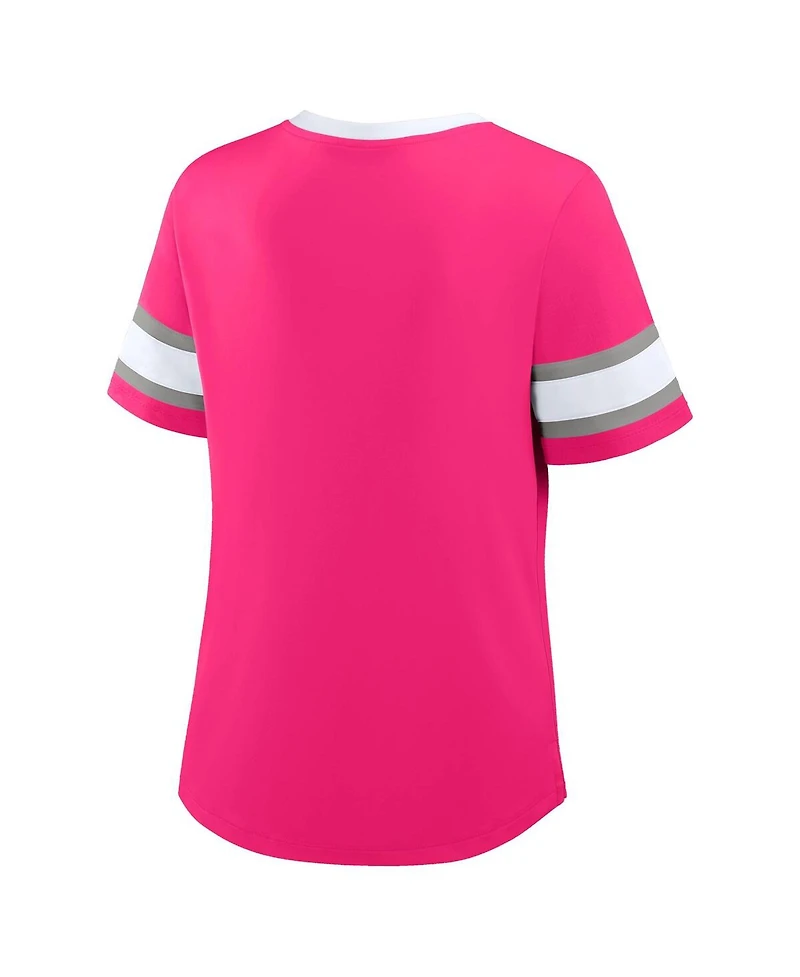 Fanatics Women's Pink Dallas Cowboys Redzone Draw Play Athena Lace-Up T-Shirt