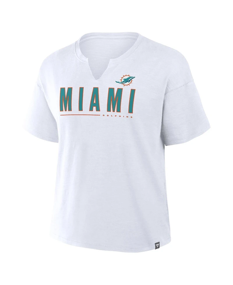 Fanatics Women's White Miami Dolphins Redzone Slub Boxy T-Shirt