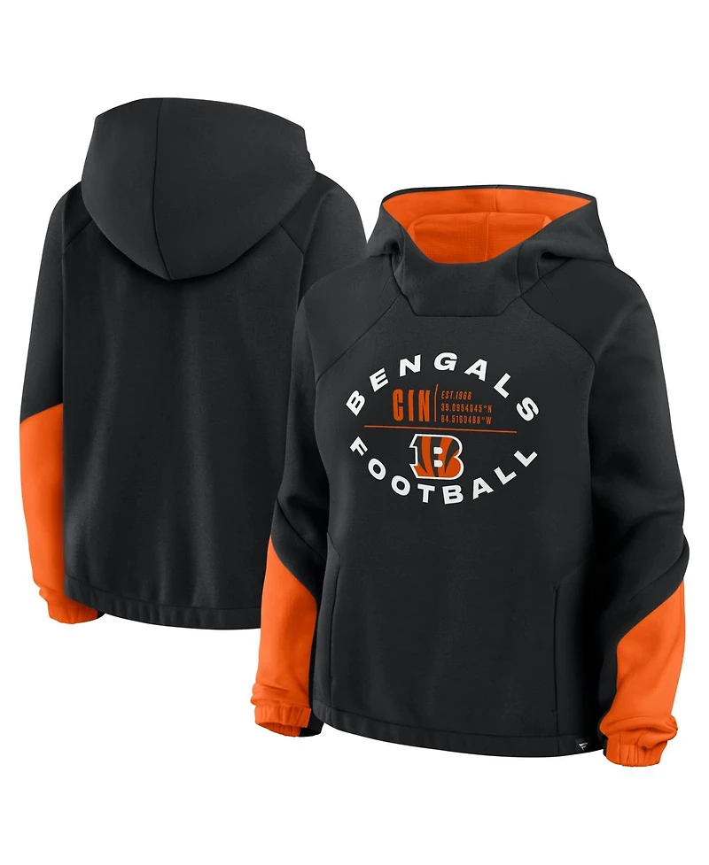 Fanatics Women's Black Cincinnati Bengals Oversized Redzone Bubble Screen Pullover Hoodie
