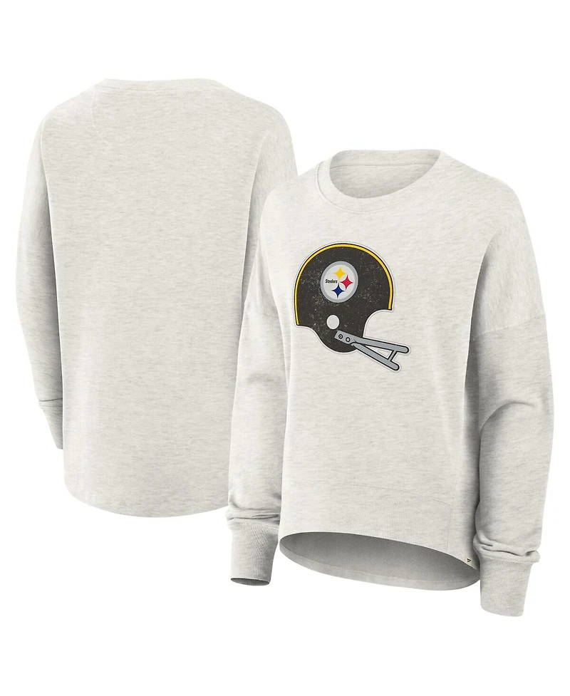 Fanatics Women's Heather Gray Pittsburgh Steelers Oversized Hometown Pullover Sweatshirt