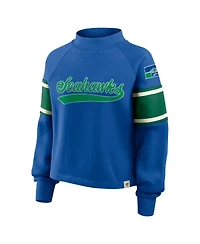 Fanatics Women's Royal Seattle Seahawks Oversized Hometown Toss Sweep Mock Neck Pullover Hoodie