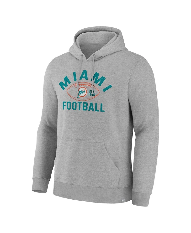 Fanatics Men's Heather Gray Miami Dolphins Fumblerooski Legacy Pullover Hoodie