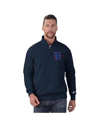 Starter Men's Navy Houston Texans Classic Quarter-Zip Pullover Sweatshirt