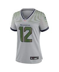 Nike Women's 12s Wolf Gray Seattle Seahawks 2025 Rivalries Collection Game Jersey