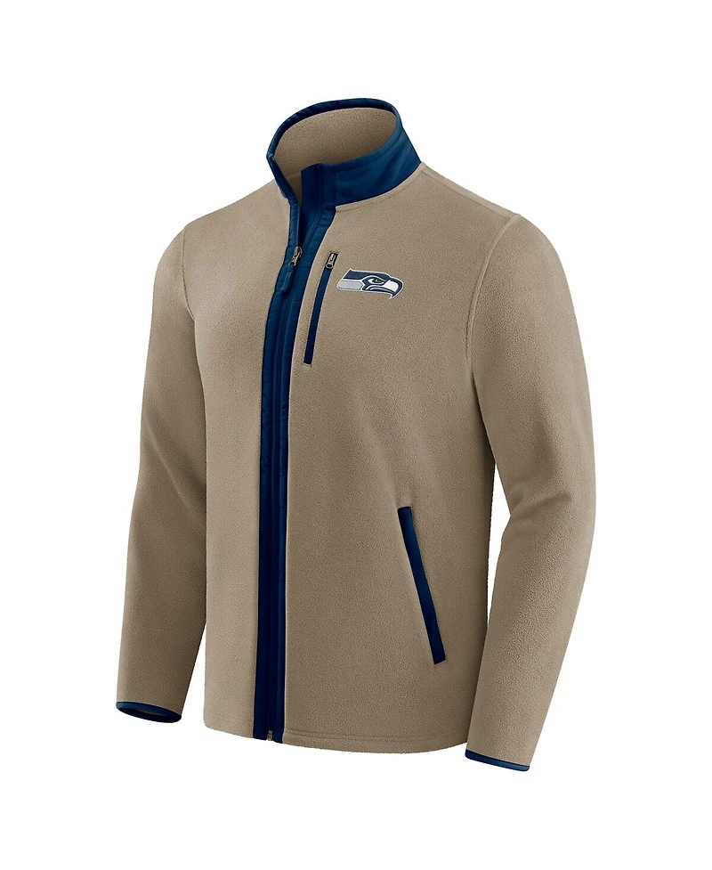 Darius Rucker Collection by Fanatics x Nfl Men's Tan Seattle Seahawks Heavyweight Polar Fleece Full-Zip Jacket