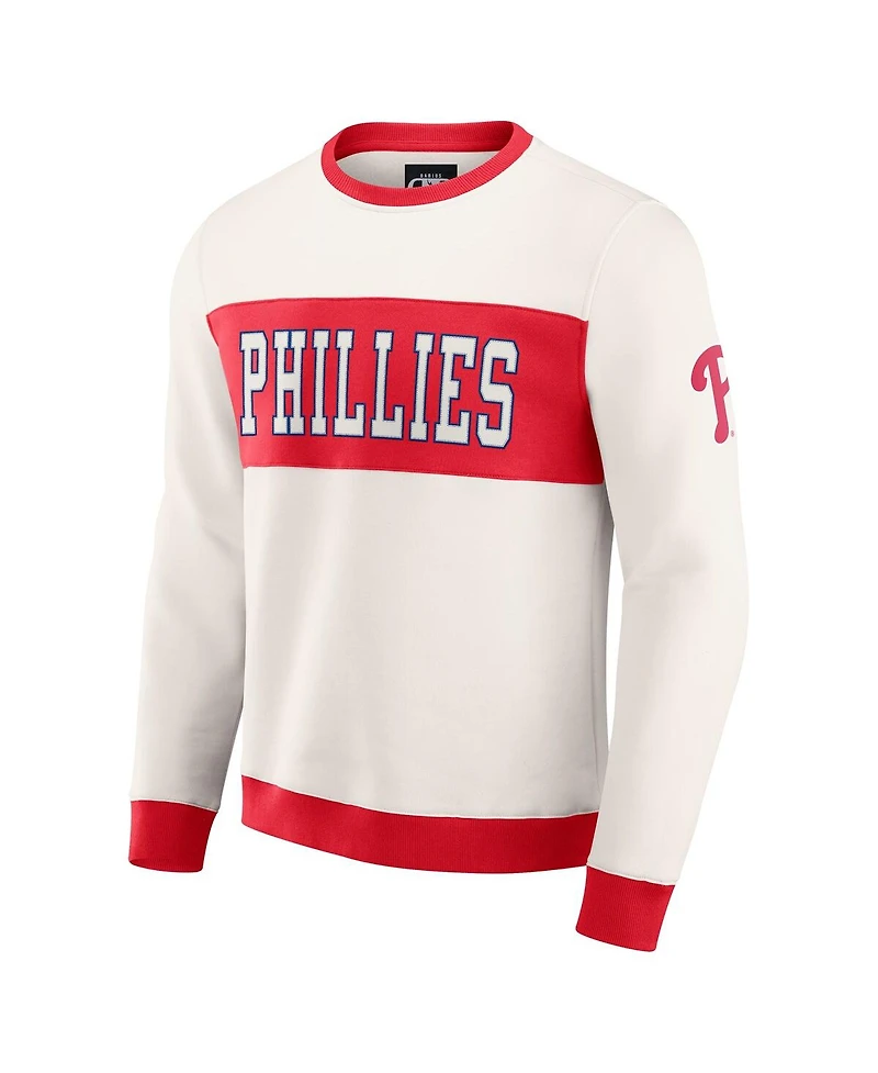 Darius Rucker Collection by Fanatics Men's Cream Philadelphia Phillies Colorblock Crewneck Sweatshirt