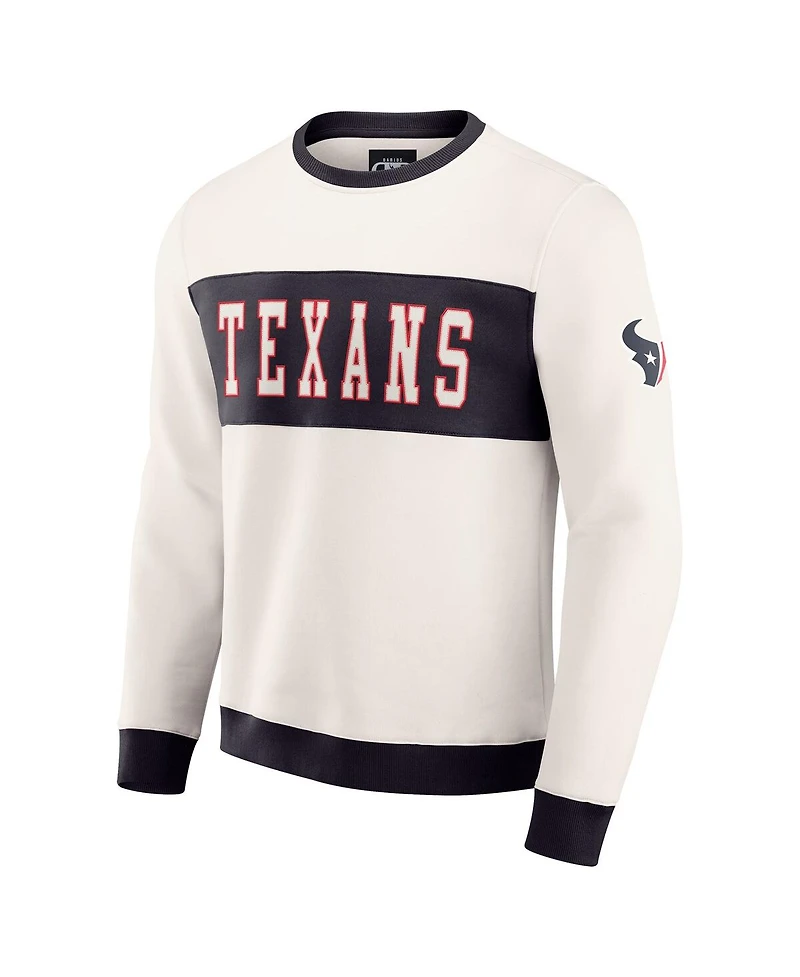 Darius Rucker Collection by Fanatics Men's Cream Houston Texans Colorblock Crewneck Sweatshirt