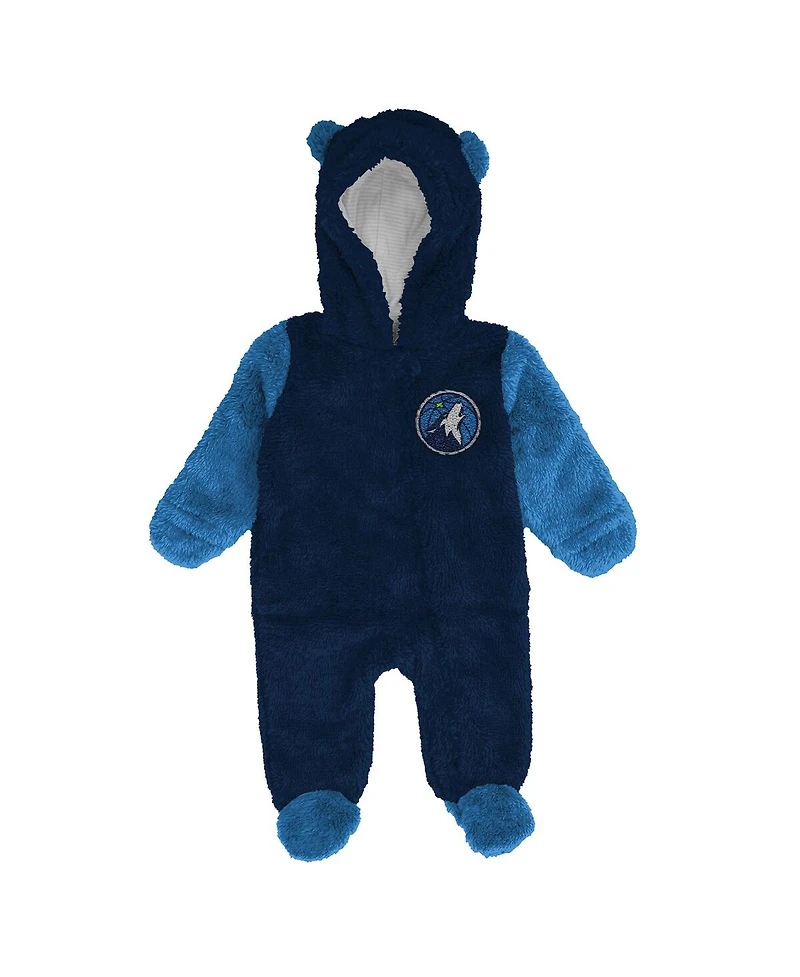 Outerstuff Baby Boys and Girls Newborn Navy Minnesota Timberwolves Stay Napping Fleece Bunting Full-Zip Sleeper