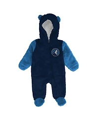 Outerstuff Baby Boys and Girls Newborn Navy Minnesota Timberwolves Stay Napping Fleece Bunting Full-Zip Sleeper