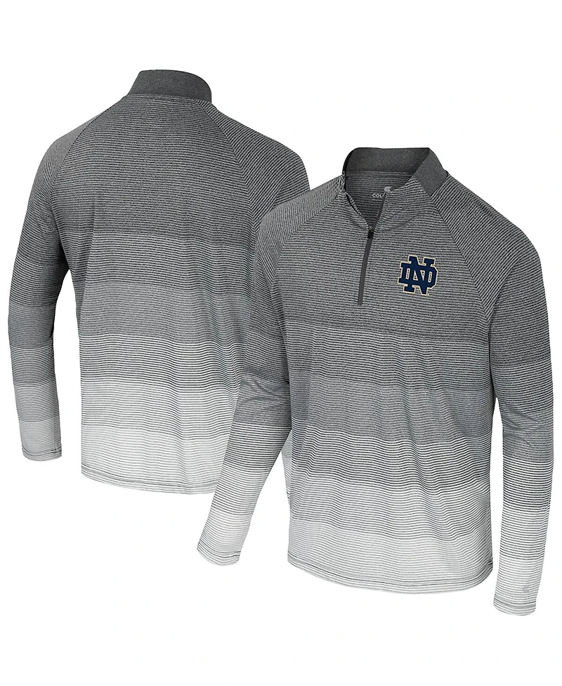 Colosseum Men's Gray Notre Dame Fighting Irish Ai Striped Mesh Quarter-Zip Raglan Windshirt Jacket