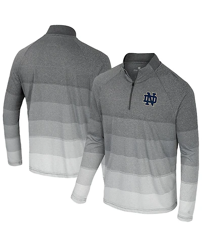 Colosseum Men's Gray Notre Dame Fighting Irish Ai Striped Mesh Quarter-Zip Raglan Windshirt Jacket