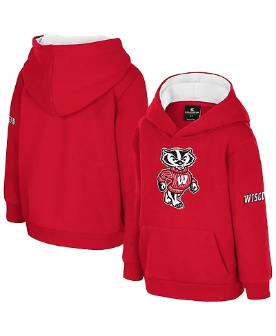 Colosseum Toddler Red Wisconsin Badgers Big Logo Volume Fleece Pullover Hoodie