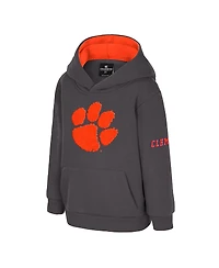 Colosseum Toddler Charcoal Clemson Tigers Big Logo Volume Fleece Pullover Hoodie