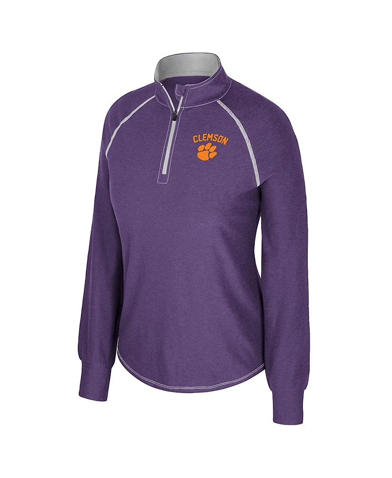 Colosseum Women's Purple Clemson Tigers Bikram Raglan Quarter-Zip Sweatshirt