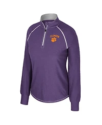 Colosseum Women's Purple Clemson Tigers Bikram Raglan Quarter-Zip Sweatshirt