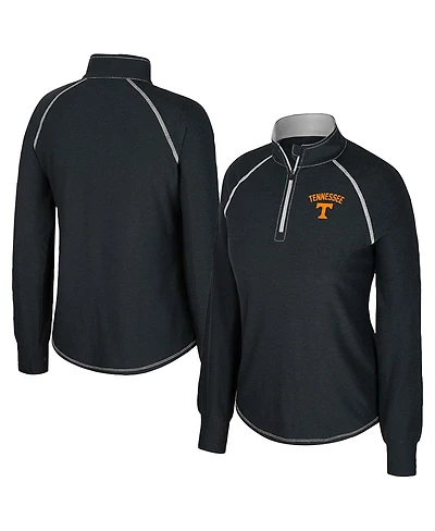 Colosseum Women's Black Tennessee Volunteers Bikram Raglan Quarter-Zip Sweatshirt