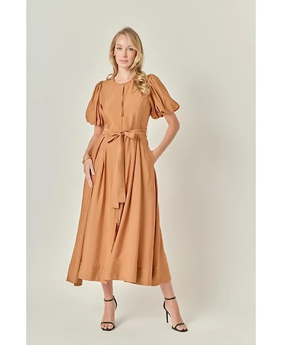 English Factory Women's Puff Sleeve Midi Dress