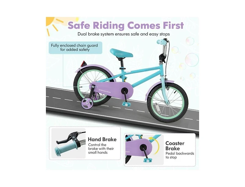16 Inch Kids Bike with Adjustable Handlebar and Saddle