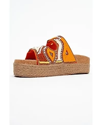 Prologue Shoes Bobby Beaded Straw Platform Slide Sandal (Women)