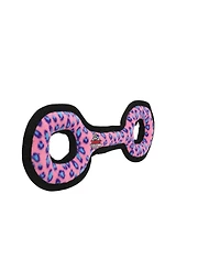 Tuffy Medium Tug-o-War Pink Leopard, Durable Plush Squeaky Dog Toy