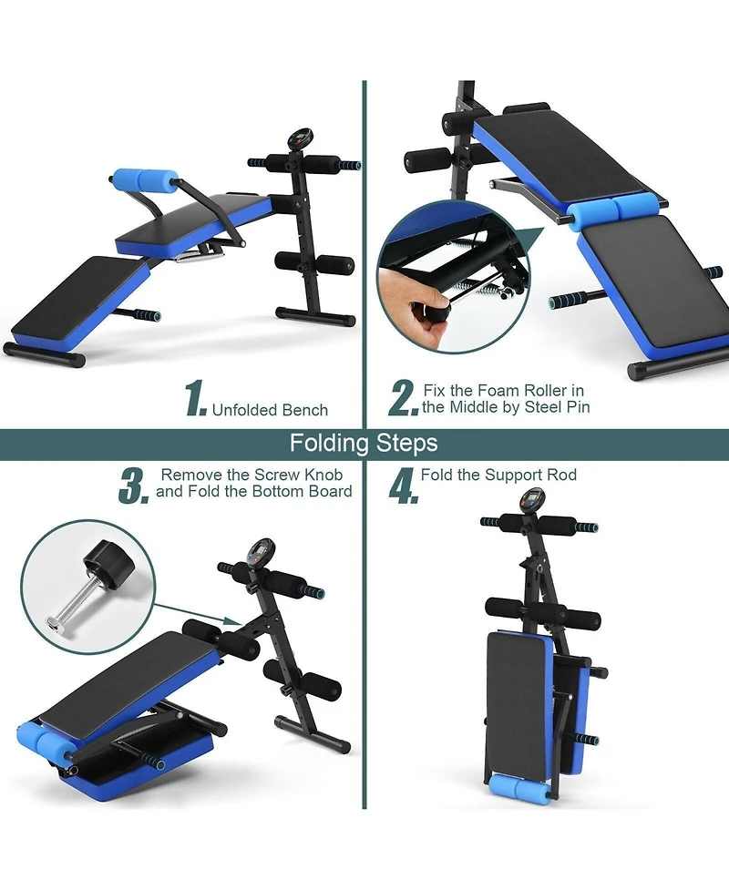 Hongge Adjustable Sit Up Bench with Lcd Monitor for Home Fitness Workouts