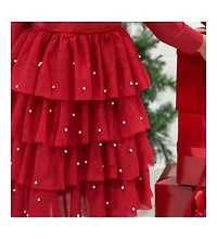Sweet Wink Toddler Girls Christmas Pearl Long Sleeve Tutu Dress