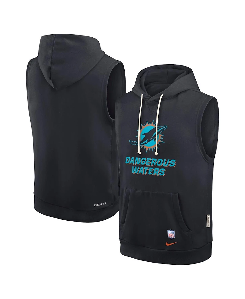 Nike Men's Pitch Blue Miami Dolphins 2025 Rivalries Collection Standard Issue Sideline Dri-fit Sleeveless Hoodie