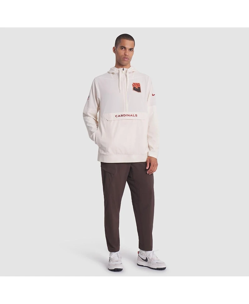 Nike Men's Natural Arizona Cardinals 2025 Rivalries Collection Sideline Anorak Half-Zip Hoodie Jacket