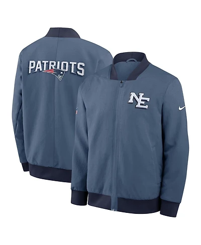 Nike Men's Storm Blue New England Patriots 2025 Rivalries Collection Sideline Full-Zip Bomber Jacket