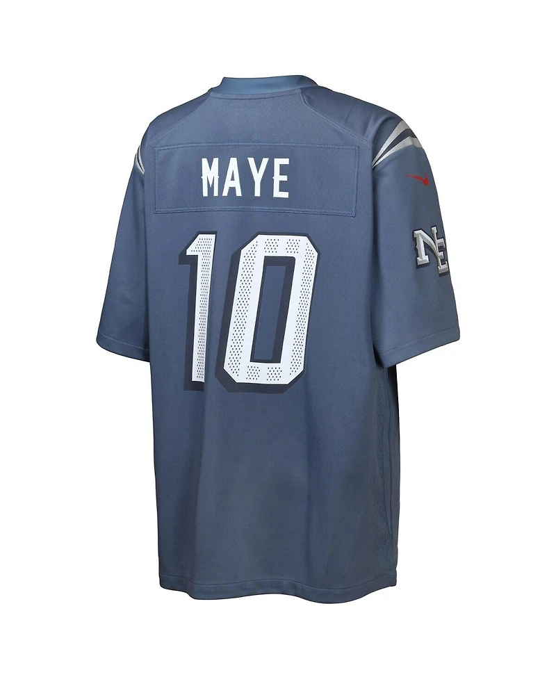 Nike Big Boys and Girls Drake Maye Storm Blue New England Patriots 2025 Rivalries Collection Game Jersey