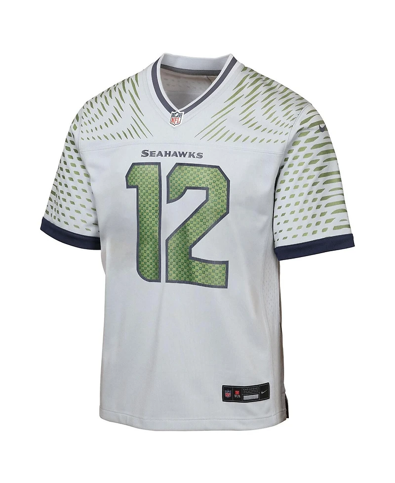 Nike Big Boys and Girls 12s Wolf Gray Seattle Seahawks 2025 Rivalries Collection Game Jersey