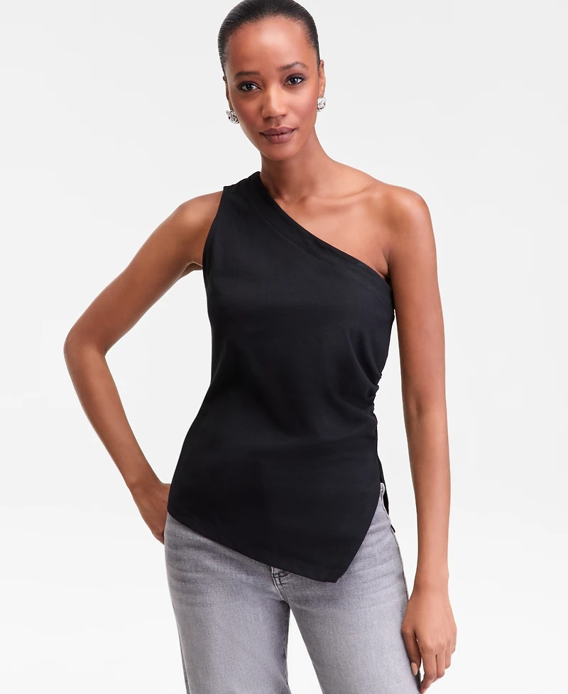 I.n.c. International Concepts Petite Cotton One-Shoulder Asymmetric Tank Top, Macy's Exclusive