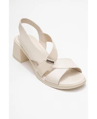 Forever & Always Shoes Crina Elasticated Leather Chunky Heel Sandal (Women)