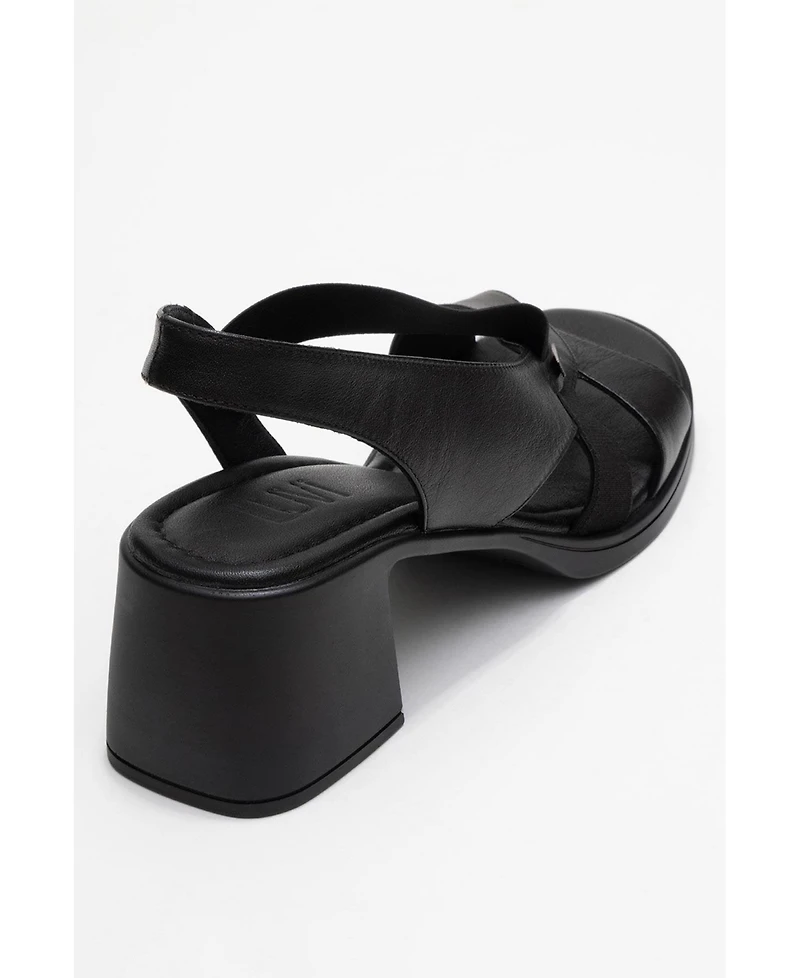 Forever & Always Shoes Crina Elasticated Leather Chunky Heel Sandal (Women)