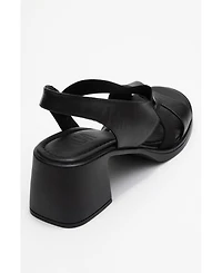 Forever & Always Shoes Crina Elasticated Leather Chunky Heel Sandal (Women)