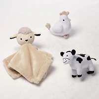 Lambs & Ivy Farm 3-Piece Infant/Baby Plush Toy Gift Set - Sheep, Cow, Chicken